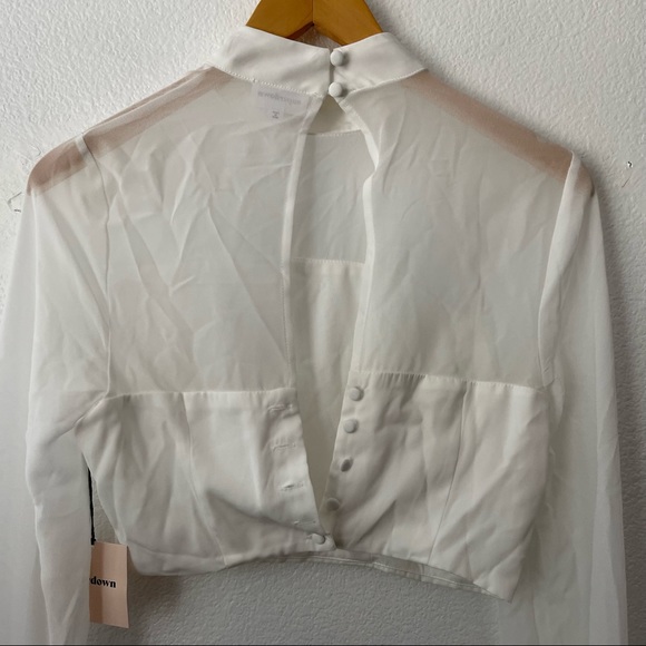 superdown Kalene Puff Sleeve Top in White Button Cuff Sleeves Size Small - Picture 5 of 8